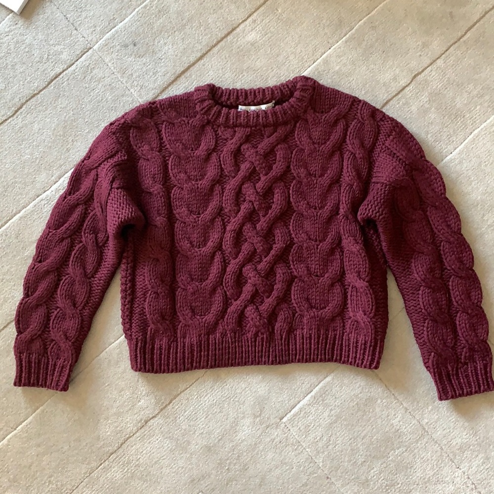 & OTHER STORIES chunky wool hand knitted sweater burgundy size small